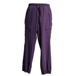 🪻 Eddie Bauer Flexion Fleece-Lined Cargo Jogger Pants — Plum — Size 10 | EUC